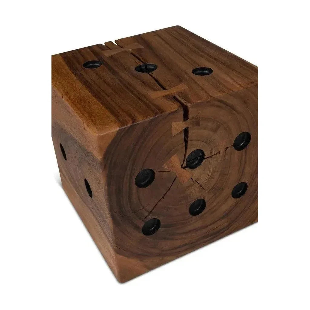 Dice Natural Solid Chamcha Wood Square End Table - LOOMLAN - Urbia - Side Tables