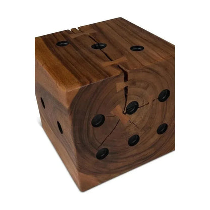 Dice Natural Solid Chamcha Wood Square End Table - LOOMLAN - Urbia - Side Tables