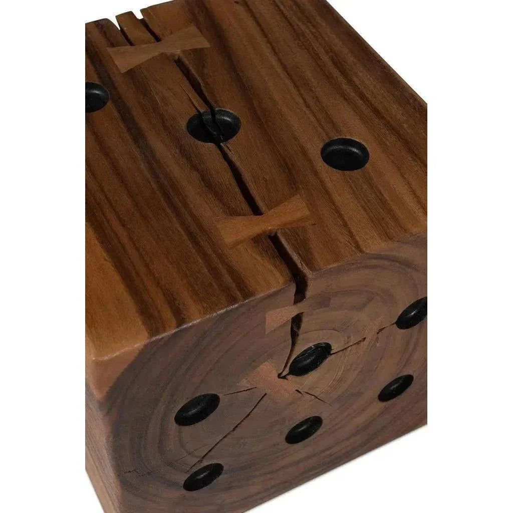 Dice Natural Solid Chamcha Wood Square End Table - LOOMLAN - Urbia - Side Tables