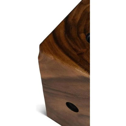 Dice Natural Solid Chamcha Wood Square End Table - LOOMLAN - Urbia - Side Tables