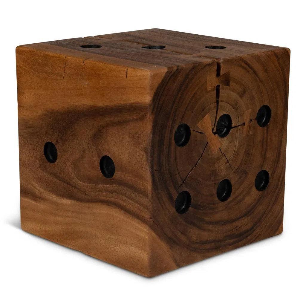 Dice Natural Solid Chamcha Wood Square End Table - LOOMLAN - Urbia - Side Tables