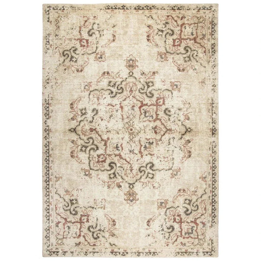 Dido Medallion Beige Large Area Rugs For Living Room - LOOMLAN - LOOMLAN - Area Rugs