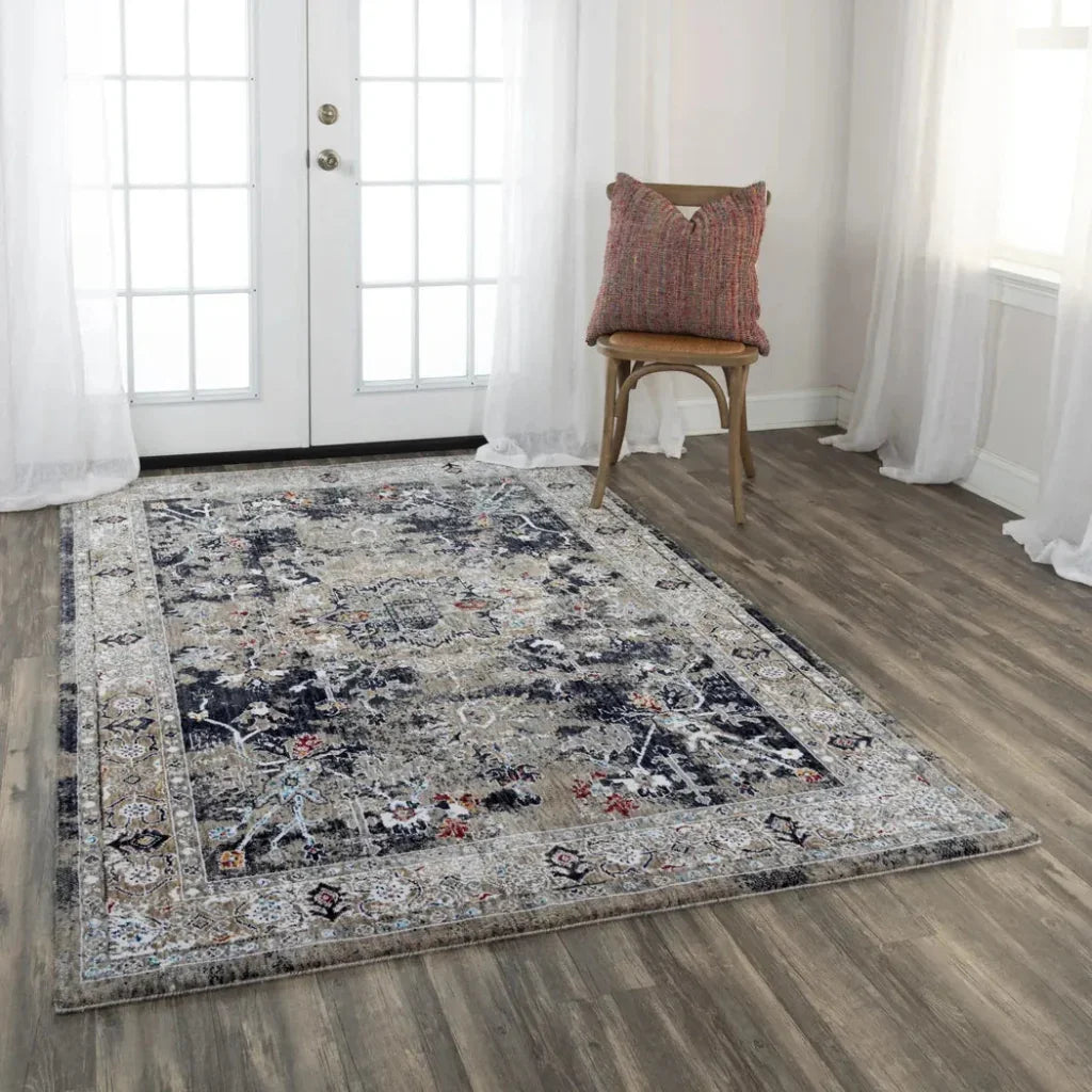 Dika Medallion Charcoal Large Area Rugs For Living Room - LOOMLAN - LOOMLAN - Area Rugs