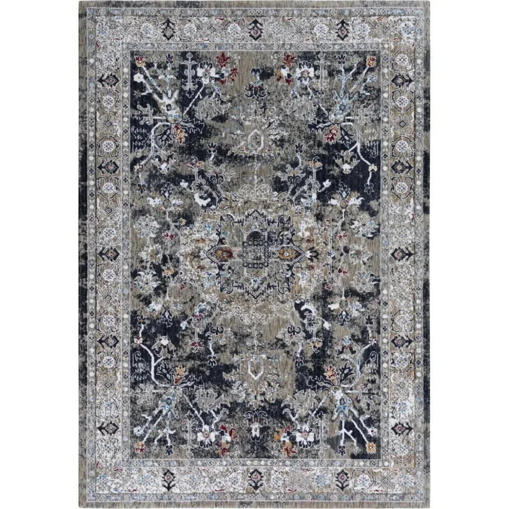 Dika Medallion Charcoal Large Area Rugs For Living Room - LOOMLAN - LOOMLAN - Area Rugs