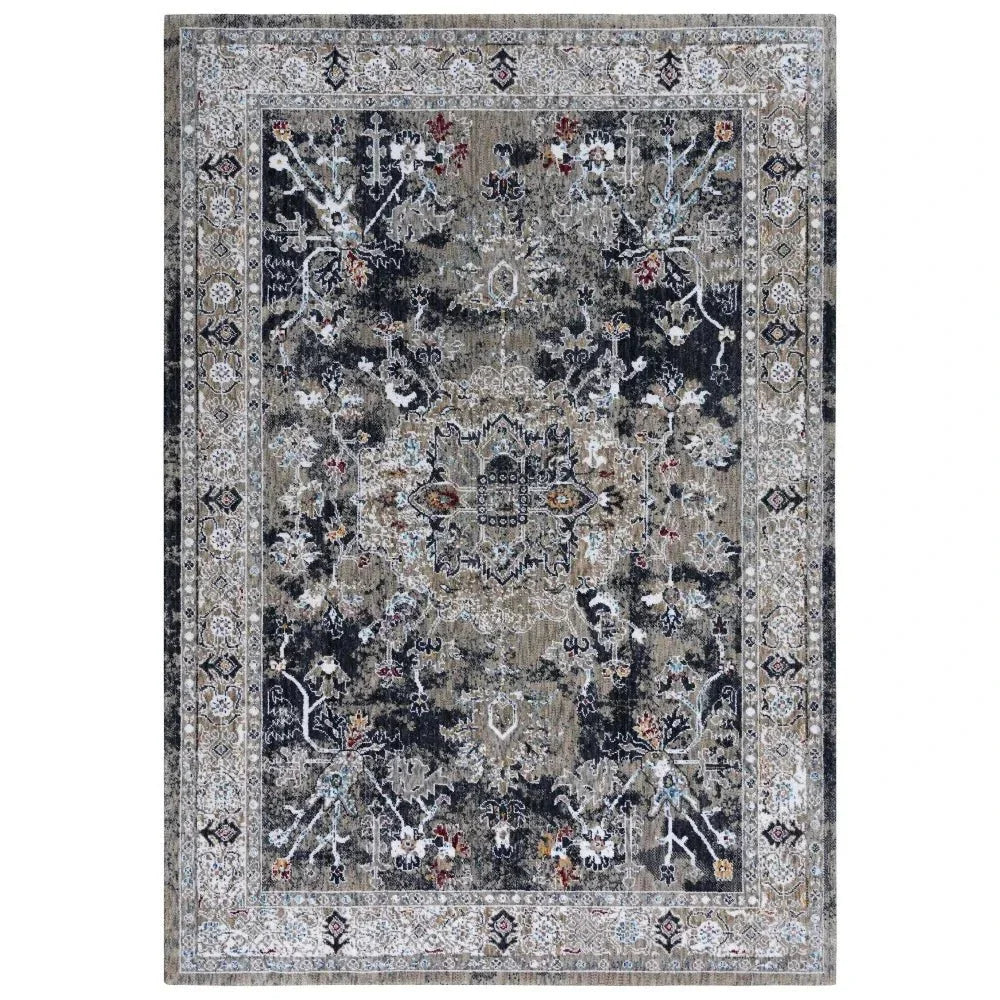 Dika Medallion Charcoal Large Area Rugs For Living Room - LOOMLAN - LOOMLAN - Area Rugs
