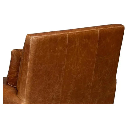 Dimity Distilled Leather & Wood Brown Arm Chair - LOOMLAN - Sarreid - Club Chairs
