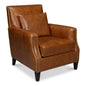 Dimity Distilled Leather & Wood Brown Arm Chair - LOOMLAN - Sarreid - Club Chairs
