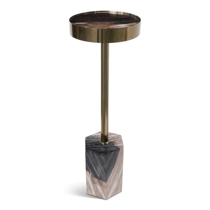 Dinah Brass Framed Round Drink Table - LOOMLAN - Urbia - Side Tables