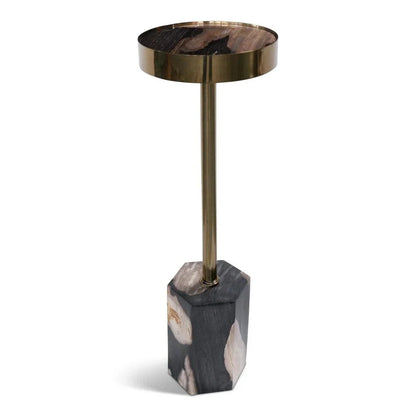 Dinah Brass Framed Round Drink Table - LOOMLAN - Urbia - Side Tables