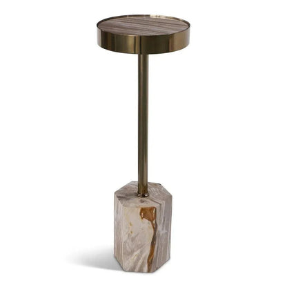 Dinah Nickel Framed Round Drink Table - LOOMLAN - Urbia - Side Tables