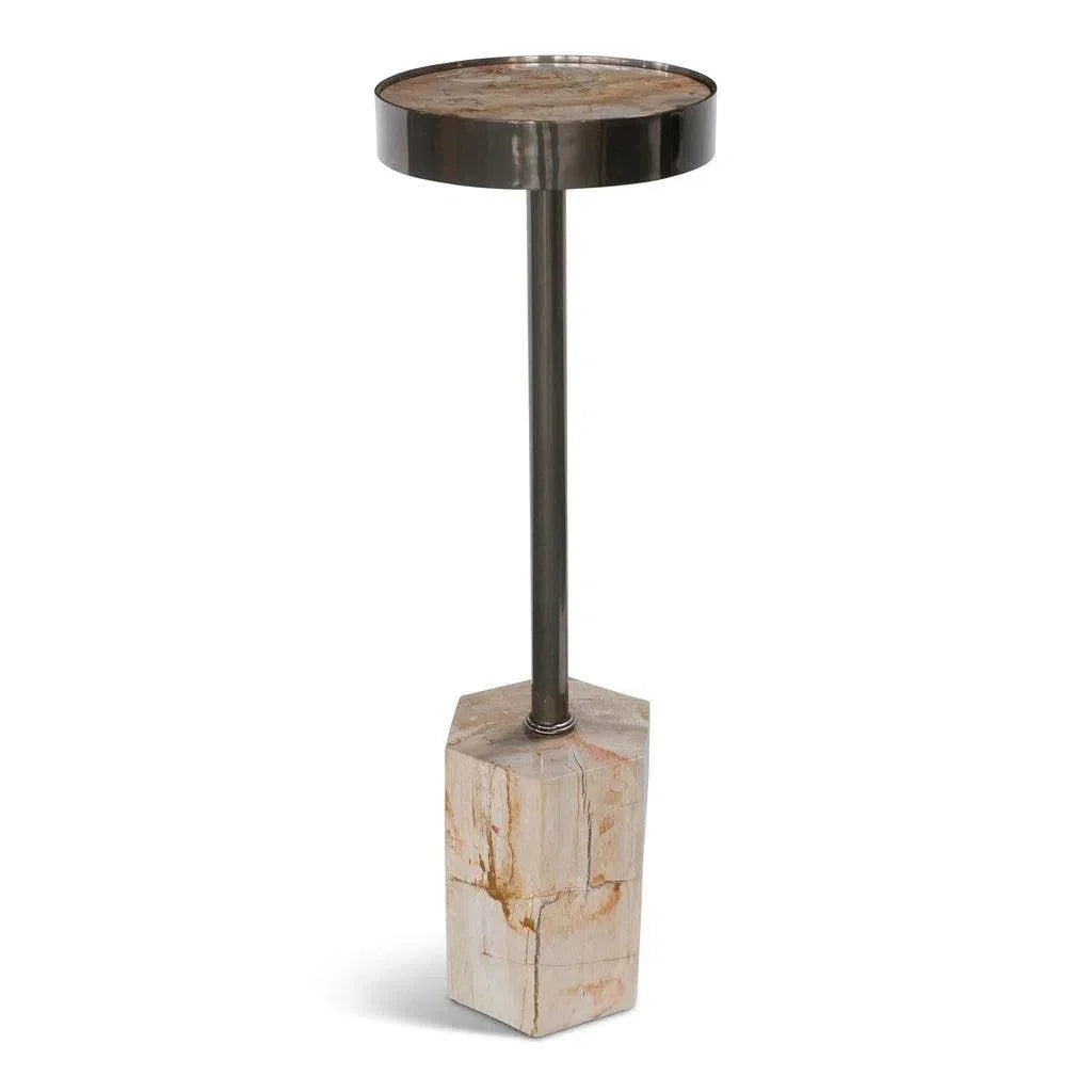 Dinah Nickel Framed Round Drink Table - LOOMLAN - Urbia - Side Tables