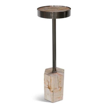 Dinah Nickel Framed Round Drink Table - LOOMLAN - Urbia - Side Tables