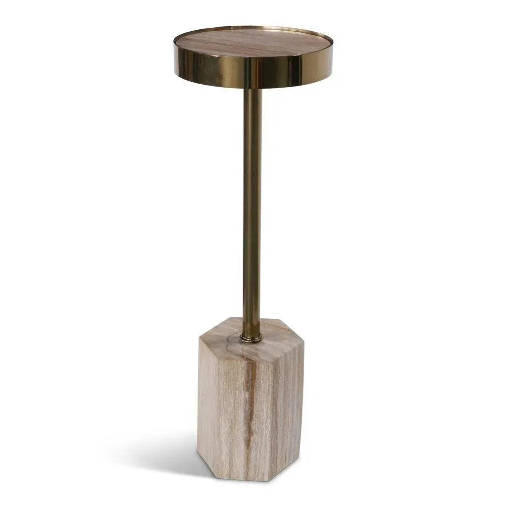 Dinah Nickel Framed Round Drink Table - LOOMLAN - Urbia - Side Tables