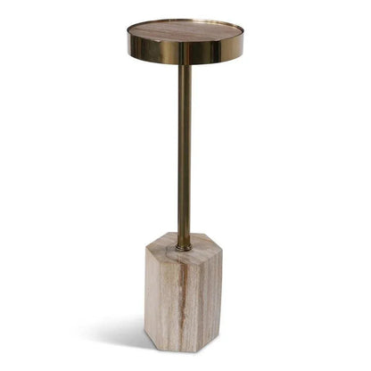 Dinah Nickel Framed Round Drink Table - LOOMLAN - Urbia - Side Tables