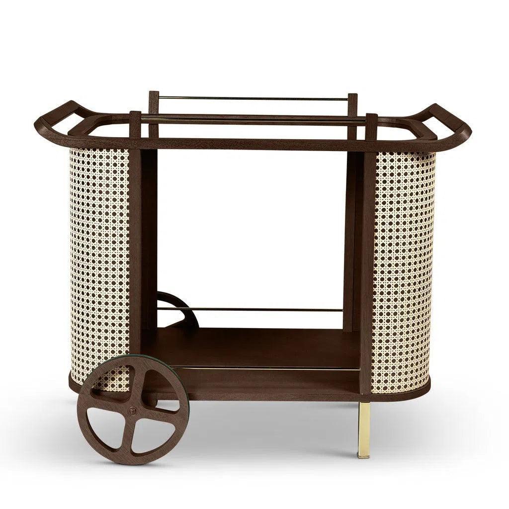 Dinda Wooden Cane Bar Cart-Home Bar Carts-Urbia-LOOMLAN