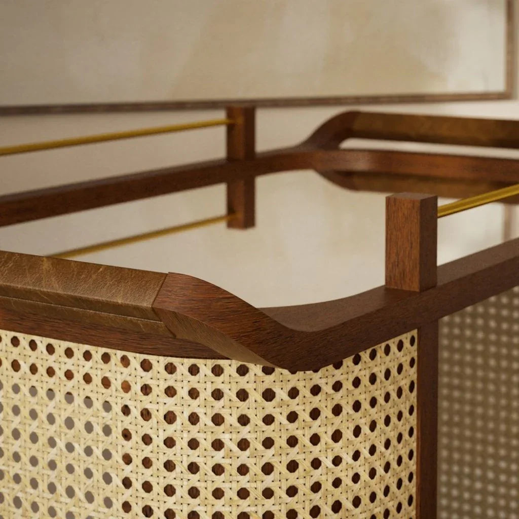 Dinda Wooden Cane Bar Cart-Home Bar Carts-Urbia-LOOMLAN