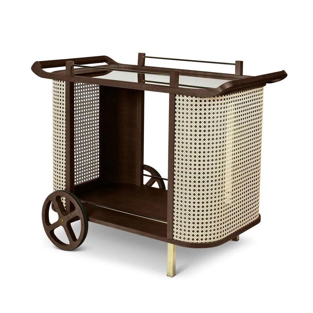 Dinda Wooden Cane Bar Cart-Home Bar Carts-Urbia-LOOMLAN