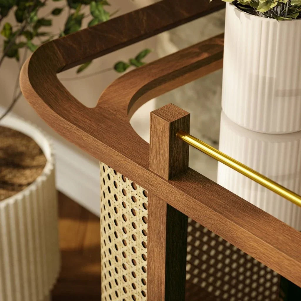 Dinda Wooden Cane Bar Cart-Home Bar Carts-Urbia-LOOMLAN