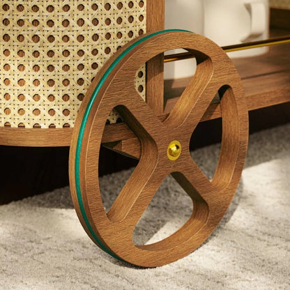 Dinda Wooden Cane Bar Cart-Home Bar Carts-Urbia-LOOMLAN