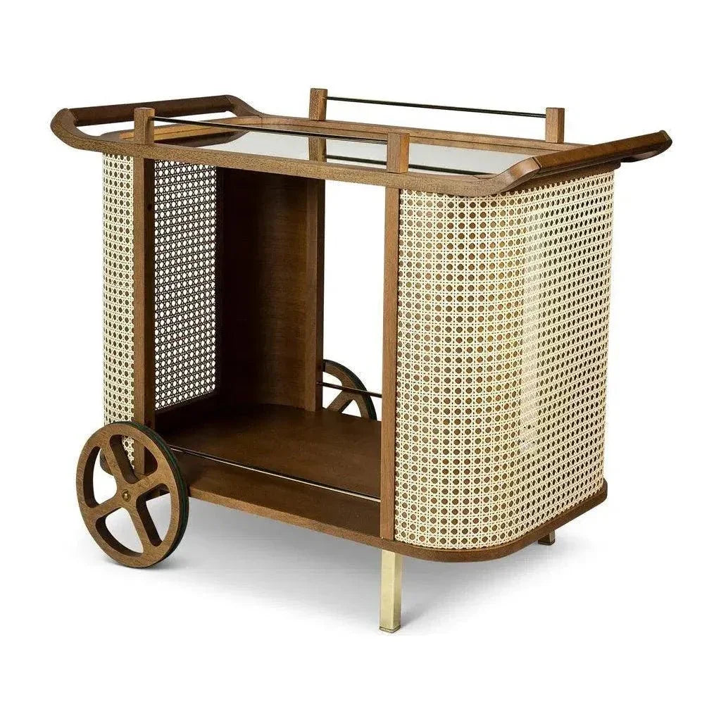 Dinda Wooden Cane Bar Cart-Home Bar Carts-Urbia-LOOMLAN