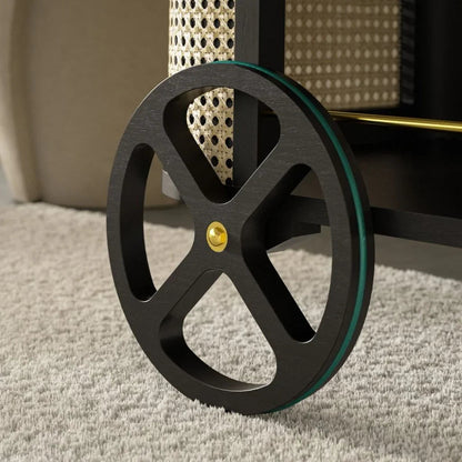 Dinda Wooden Cane Bar Cart-Home Bar Carts-Urbia-LOOMLAN