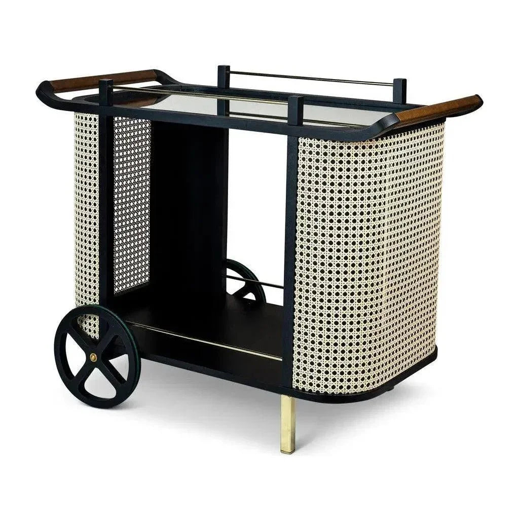 Dinda Wooden Cane Bar Cart-Home Bar Carts-Urbia-LOOMLAN