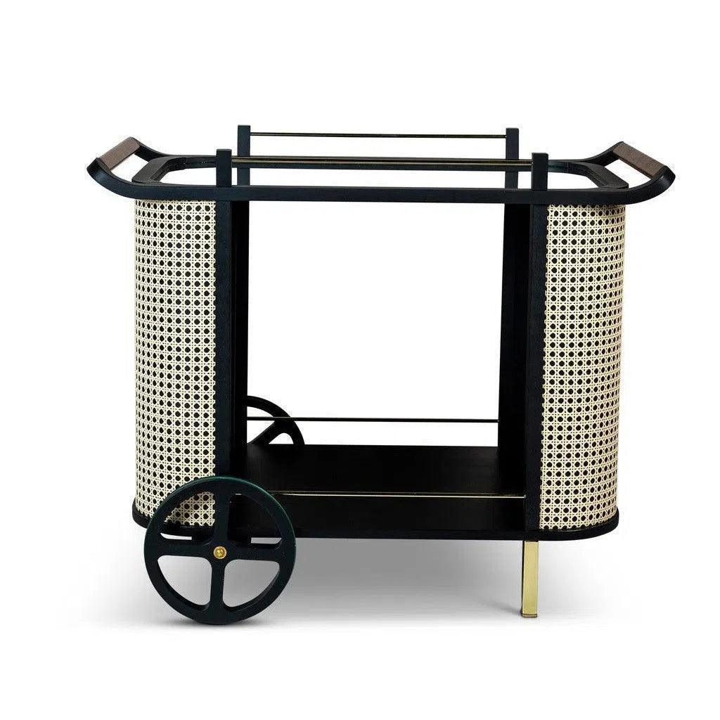 Dinda Wooden Cane Bar Cart-Home Bar Carts-Urbia-LOOMLAN
