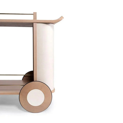 Dinda Wooden Modern Leather Bar Cart-Home Bar Carts-Urbia-LOOMLAN