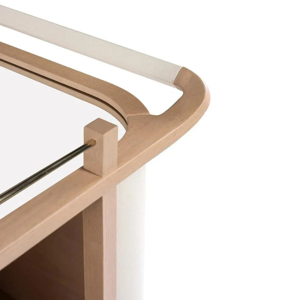 Dinda Wooden Modern Leather Bar Cart-Home Bar Carts-Urbia-LOOMLAN