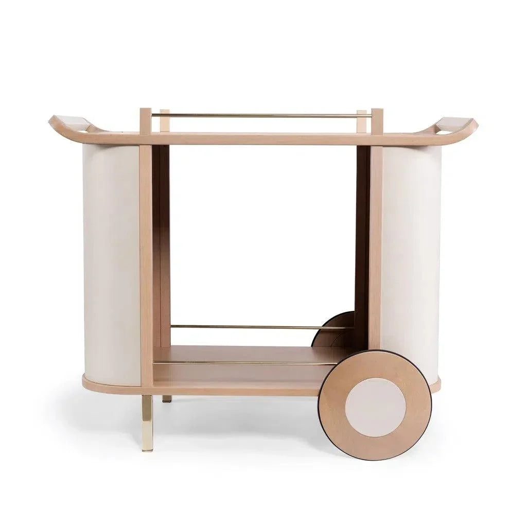 Dinda Wooden Modern Leather Bar Cart-Home Bar Carts-Urbia-LOOMLAN