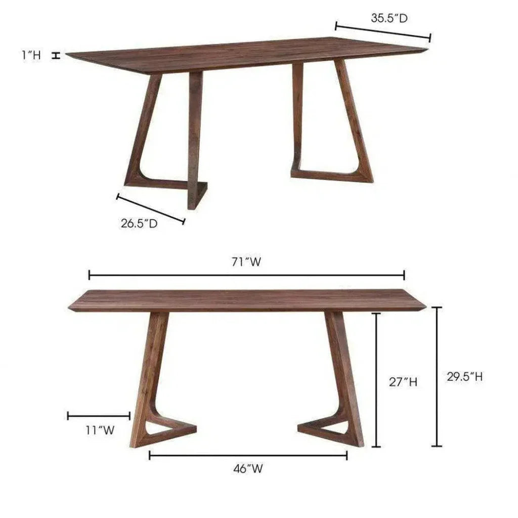 Dining Table Rectangular Brown Mid-Century-Dining Tables-Moe's Home-LOOMLAN
