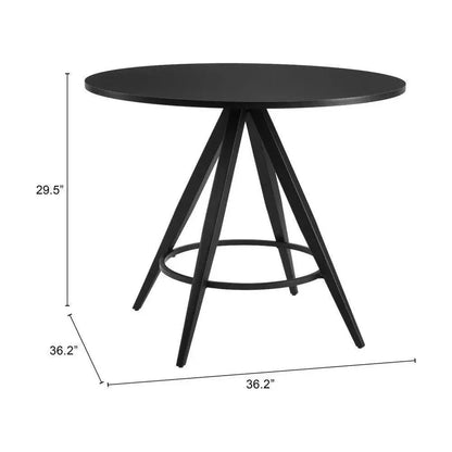 Dinos Wood & Steel Black Round Dining Table-Dining Tables-Zuo Modern-LOOMLAN