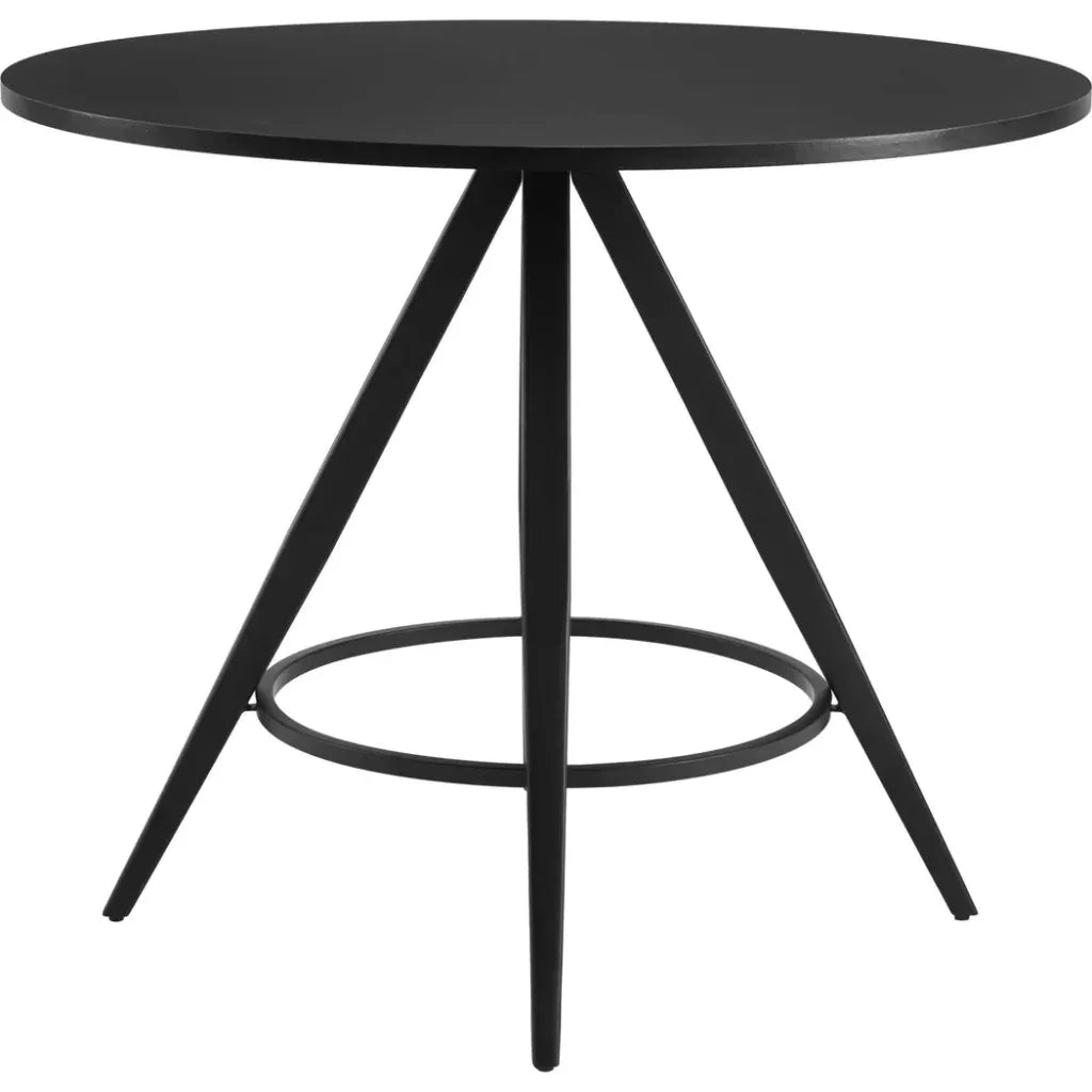 Dinos Wood & Steel Black Round Dining Table-Dining Tables-Zuo Modern-LOOMLAN