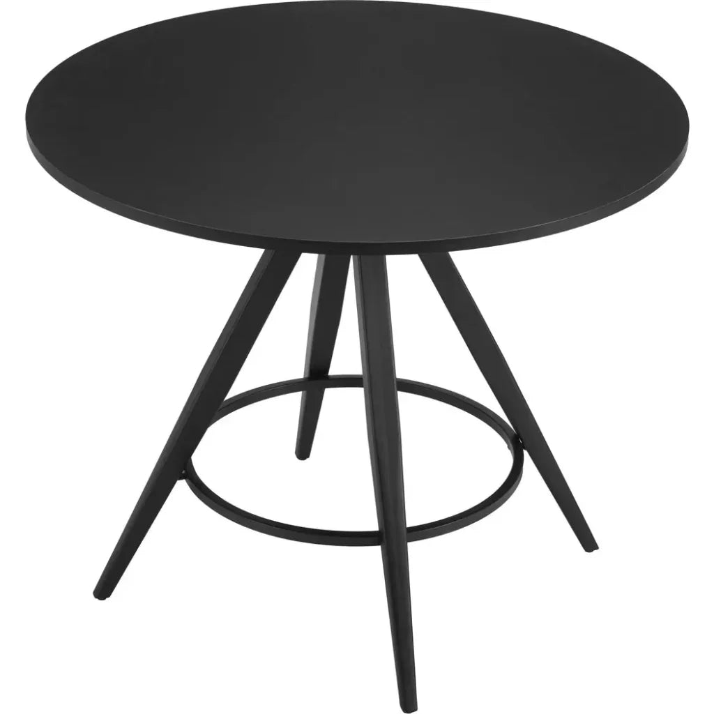Dinos Wood & Steel Black Round Dining Table-Dining Tables-Zuo Modern-LOOMLAN