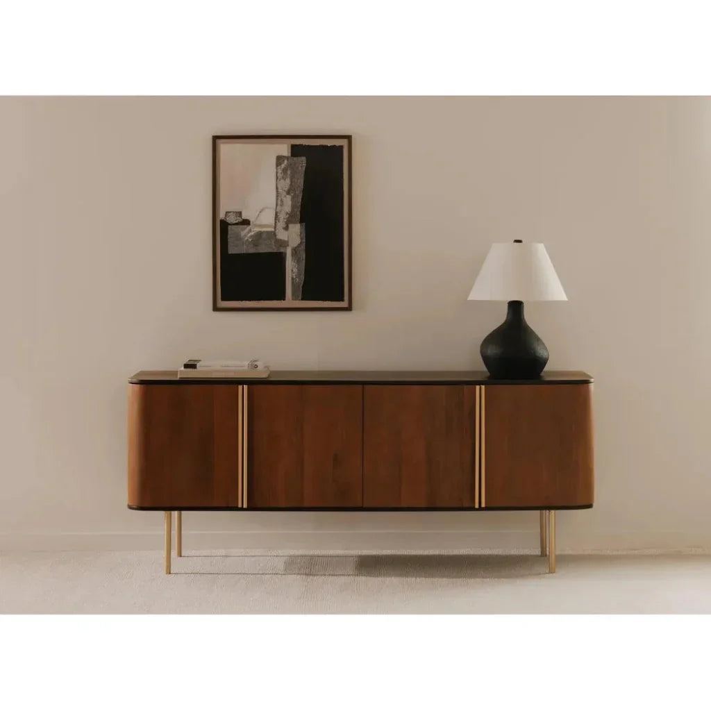 Dionne Wood and Metal Brown 4 Door Sideboard - LOOMLAN - Moe's Home - Sideboards