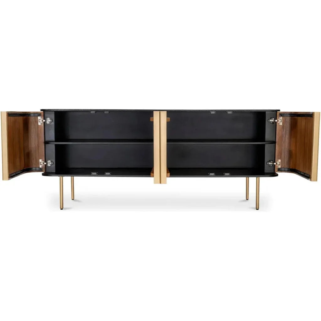 Dionne Wood and Metal Brown 4 Door Sideboard - LOOMLAN - Moe's Home - Sideboards