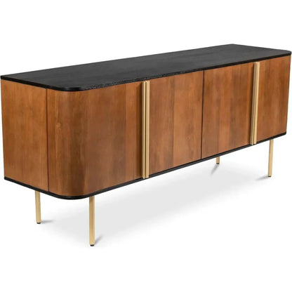 Dionne Wood and Metal Brown 4 Door Sideboard - LOOMLAN - Moe's Home - Sideboards