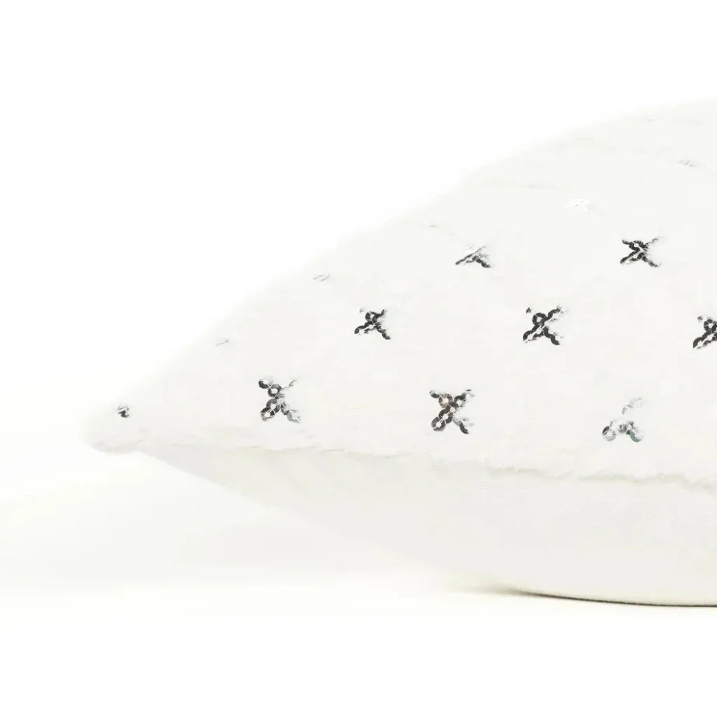 Dior Quilted Diamond White Silver Throw Pillow Insert - LOOMLAN - LOOMLAN - Throw Pillows