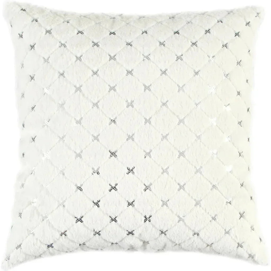 Dior Quilted Diamond White Silver Throw Pillow Insert - LOOMLAN - LOOMLAN - Throw Pillows