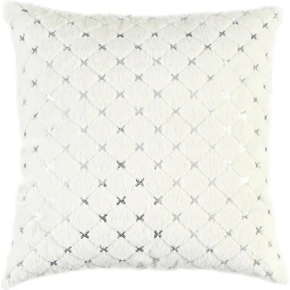 Dior Quilted Diamond White Silver Throw Pillow Insert - LOOMLAN - LOOMLAN - Throw Pillows