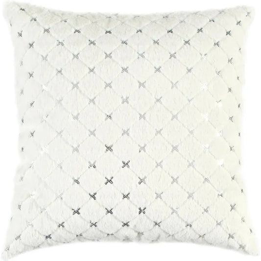 Dior Quilted Diamond White Silver Throw Pillow Insert - LOOMLAN - LOOMLAN - Throw Pillows