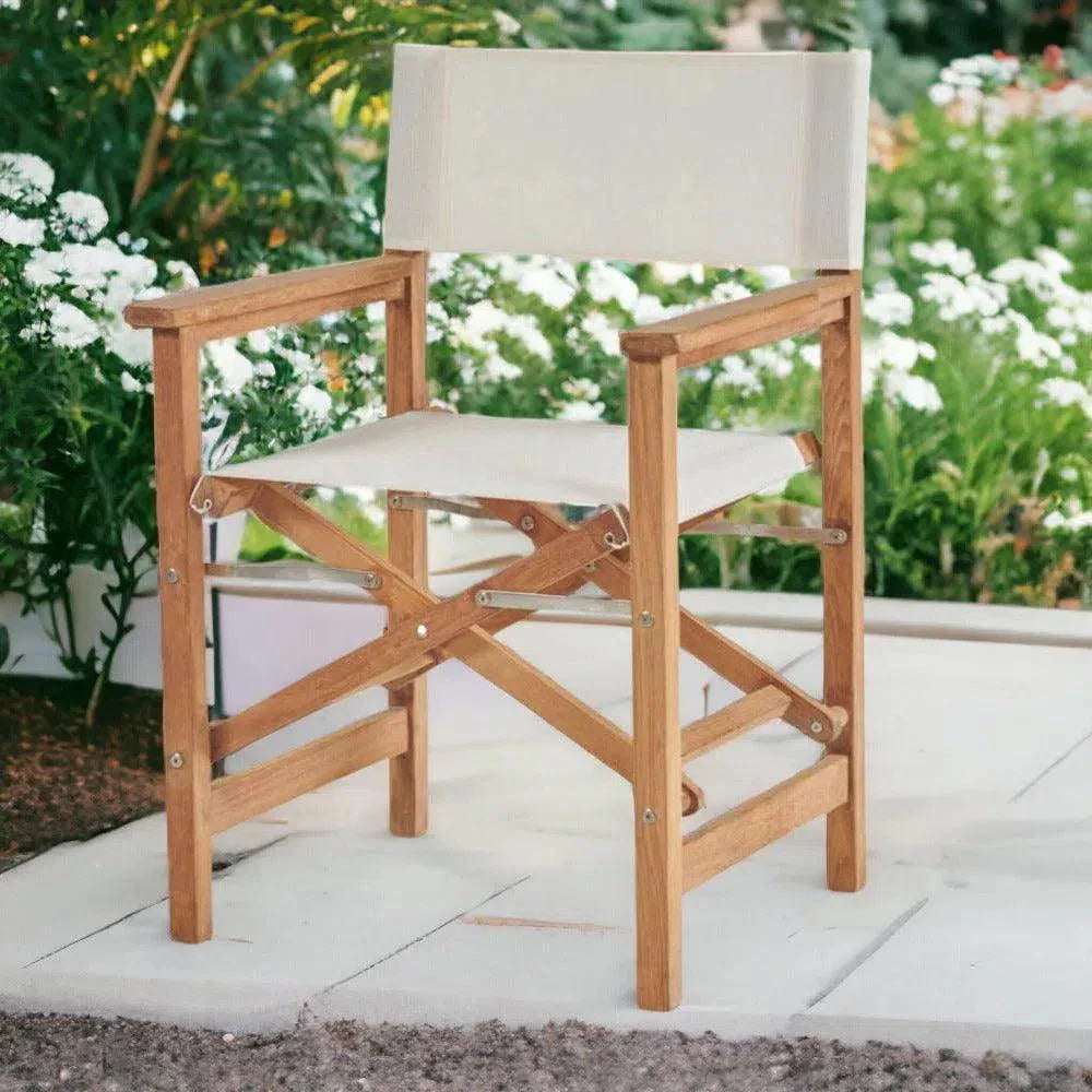 Director Teak Folding Outdoor Folding Armchair-Outdoor Dining Chairs-HiTeak-LOOMLAN