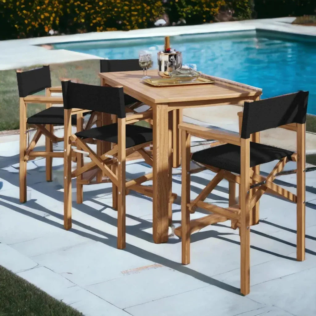 Director Teak Outdoor Counter Height Chair-Outdoor Counter Stools-HiTeak-LOOMLAN