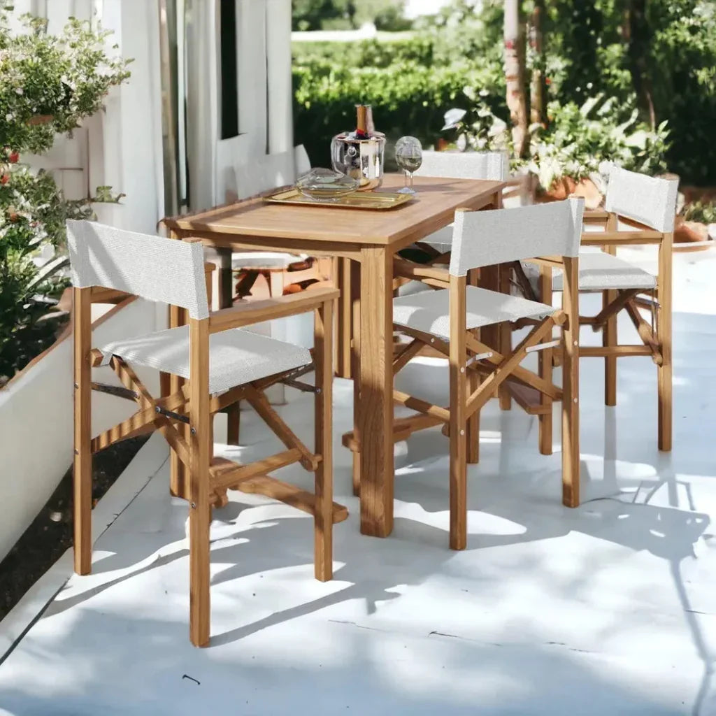 Director Teak Outdoor Counter Height Chair-Outdoor Counter Stools-HiTeak-LOOMLAN