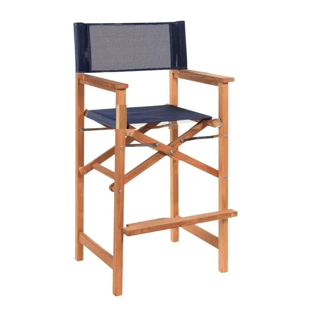 Director Teak Outdoor Counter Height Chair-Outdoor Counter Stools-HiTeak-Blue-LOOMLAN