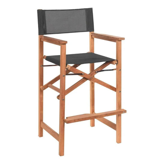 Director Teak Outdoor Counter Height Chair-Outdoor Counter Stools-HiTeak-Black-LOOMLAN