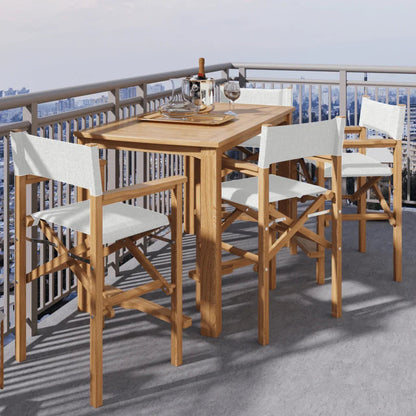 Director Teak Patio Counter Height Dining Set 5PC-Outdoor Dining Sets-HiTeak-White-LOOMLAN