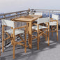 Director Teak Patio Counter Height Dining Set 5PC-Outdoor Dining Sets-HiTeak-White-LOOMLAN