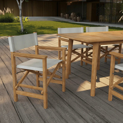 Director Teak Patio Family Dining Set 7PC-Outdoor Dining Sets-HiTeak-White-LOOMLAN