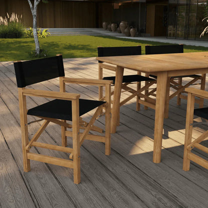 Director Teak Patio Family Dining Set 7PC-Outdoor Dining Sets-HiTeak-Black-LOOMLAN